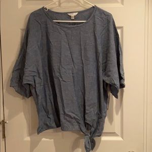 Chambray tie waist top